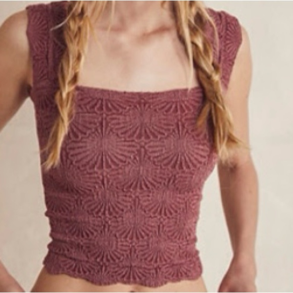 Free People Love Letter Cami, Holly Berry crop Top